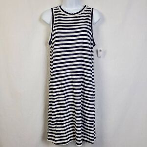Old Navy Women’s Sleeveless Tank Dress Size Small Blue White Stripe 100% Cotton